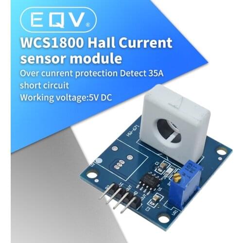 DC 5V WCS1800 Hall Current Detection Sensor Module 35A Precise With Overcurrent Signal Lamp