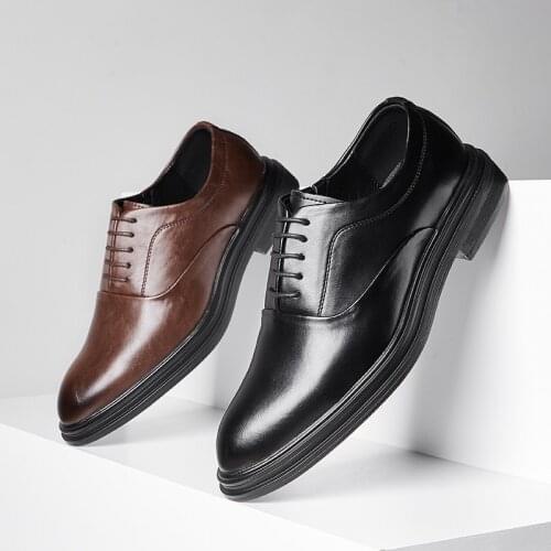 Mens Formal Dress Oxfords Shoes Spring Autumn Lace-up Round Toe Classic Elegant Business Office Wedding Groom Gentleman Shoes
