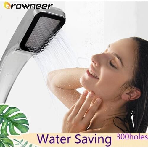 Pressure Rainfall Shower Head 300 Holes Water Saving Filter Spray Nozzle ABS Handheld Polished Chrome Finish Faucet Replacement