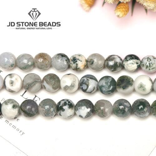 Natural Tree Agate Stone Matte Natural Stone Beads Faceted Tree Jasper Wholesale DIY Hand Made Jewelry Accessory