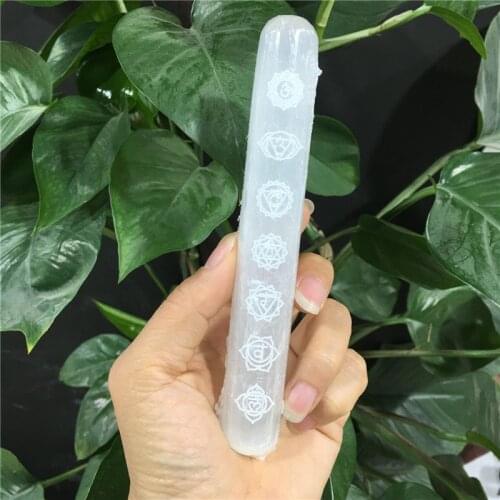 Natural White Selenite 7 Chakra Crystal Massage Wand Healing Stones For Gifts