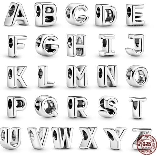 New Arrival Memorial Letter A To Z Alphabet Charm 925 Sterling Silver Pendant Bead Fit Original Pandora Charm Bracelet Jewelry