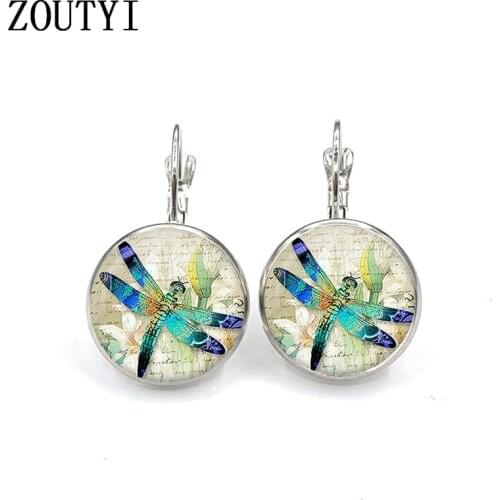 New/glamour fashion vintage enamel pattern glass earrings, convex and concave glass ladies earrings