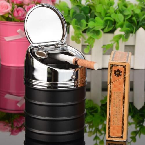 Ashtray Car Stainless Steel Black Trumpet Personality Windproof Large Creative Living Room Fashion European Simple