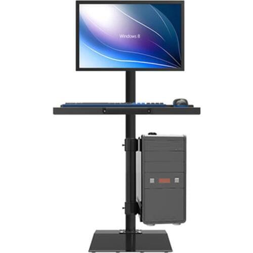 Full Rotation Free Lifting Floor Stand 10-27 inch Monitor Keyboard Tray Holder Monitor Stand With Computer Host Holder W841