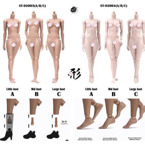 POPTOYS 92003/92004 Xing 1/6 Scale 255mm Modified Version Female Body 12'' Flexible Suntan/Pale Skin Model for 1:6 Head
