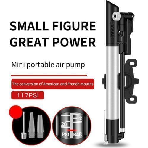 Mini Bicycle Air Pump Portable Single Double Cylinder 117PSI High Pressure Hand Inflator for Beak Nozzle Valve