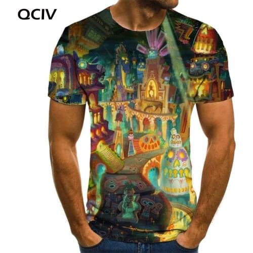 QCIV Halloween T-shirt Men Skull Funny T shirts Hip Hop Shirt Print Party Tshirt Printed Short Sleeve T shirts New Slim Big Size