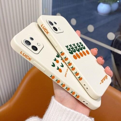 Lucky Orange Phone Case For Xiaomi Mi 11 10T 10 lite 9T Note 10 Redmi Note 10 9 9T 8 8Pro 7 7Pro 9 9A K40 K30 Liquid Silicone