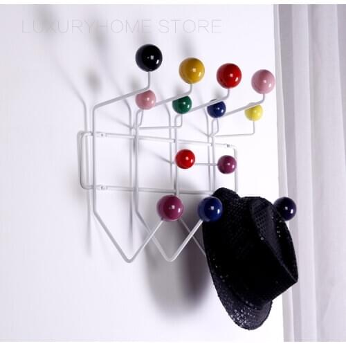 Modern Fashion Design Wall Mounted Multi Color Colorful Candy Solid Wooden Balls hang it all Coat Rack Hook Home hangers 1PC