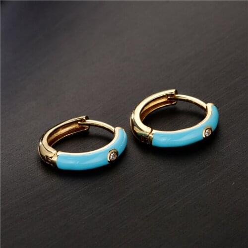 TARCLIY Geometric Colorful Drip Glaze Zircon Small Hoop Earring Enamel Lovely Copper Huggie Earring Women Hoops Trends Jewelry