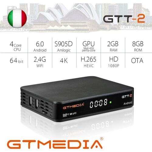 GTMEDIA GTT2 Amlogic S905D Android 6.0 TV box DVB-T/T2/Cable(J83.A/B/C)/ISDBT Support Youtube GTPlayer WiFi TV Receiver
