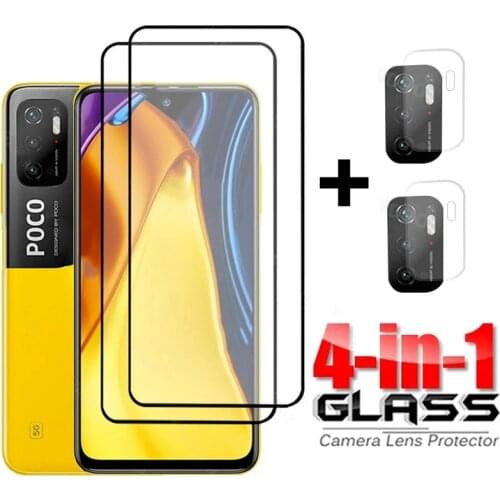 4in1 Tempered Glass For Xiaomi Poco X3 M3 M2 F2 Pro F3 GT Full Cover Camera Len Glass For Xiaomi POCO X3 M3 Pro Screen Protector