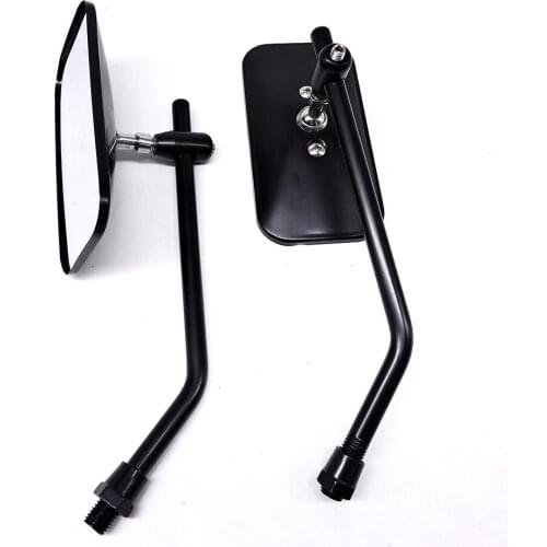 1Pair 10mm Square Round Modified Plated Universal Motorcycle Rearview Mirror Motorbike Black Side Mirrors for Motorcycle