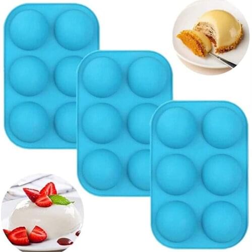 1PC 6-Cavity Semi Sphere Silicone Mold, Baking Mold for Making Hot Chocolate Bomb, Cake, Jelly, Dome Mousse
