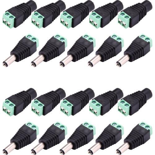 10PAIRS 12V G 10pcs Female +10 pcs Male DC connector 2.1*5.5mm Power Jack Adapter Plug Cable Connector