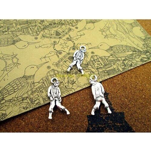 100pcs Zombie Charms TierraCast, Frightful Delightful Antique Silver, Great for Halloween Charm Jewelry 26x13mm