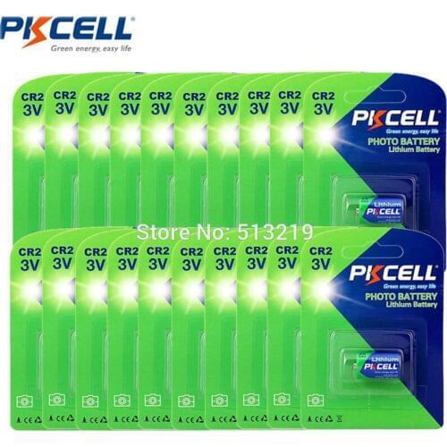 20Pieces 20Cards PKCELL CR2 15270 CR15H270 3V 850mAh CR2 3V Lithium Battery