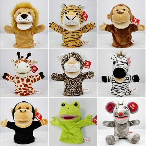 25cm Mouth moving bust frog zebra deer gorilla monkey jungle wild animal stuffed animal hand puppet finger Educational whimsy