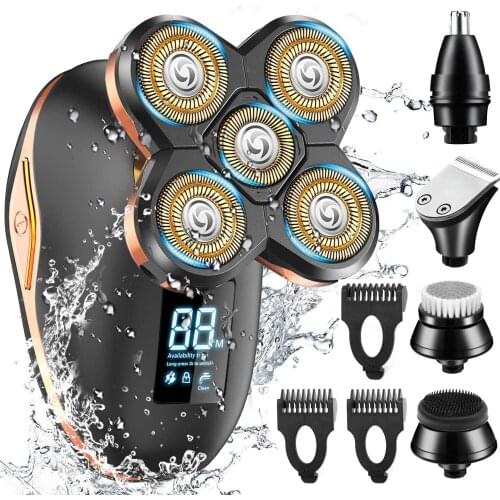 5 in 1 Head Shavers Bald Electric Shaver for Men Grooming Kit IPX7 Waterproof Electric Razor for Men Hair Beard Trimmer Cordless