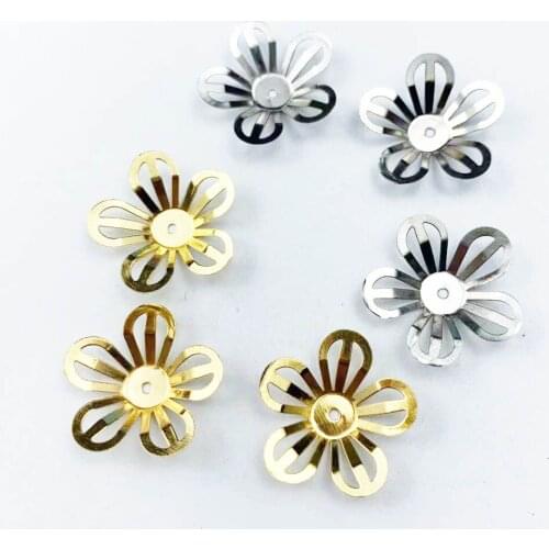 50pcs 21mm Metal Flower Filigree Wraps Crafts Gift Decoration DIY Cosplay Bridal hair accessories Wholesale Charms