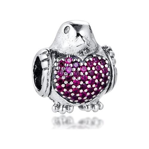 Charms 925 Silver Original Fit Pandora Bracelets Sterling Silver Red Robin Charm Beads for Women diy Jewelry