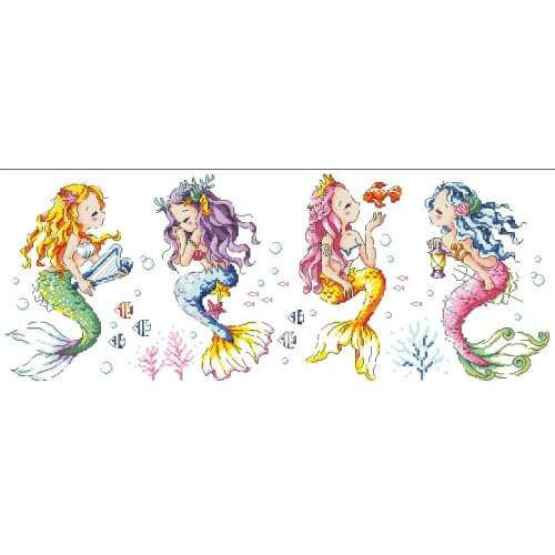 GG Mouse avatar Counted Cross Stitch Kit Cross stitch RS cotton with cross stitch SODA G107 Mermaid Sisters