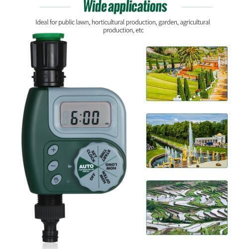 Automatic Digital Garden Water Timer Watering Irrigation System Controller and Expandable Water Hose With Spray Gun To Watering