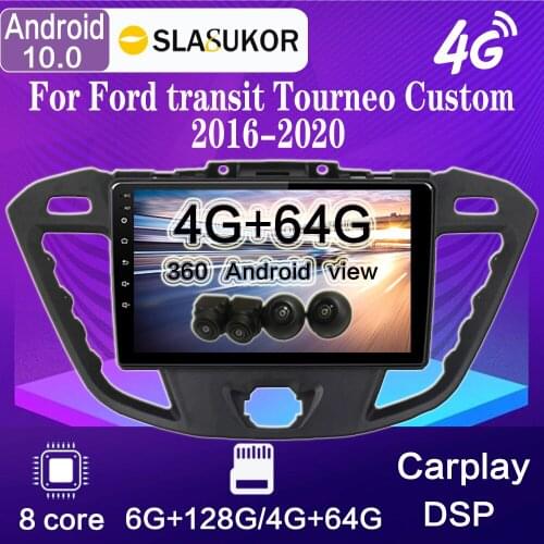 Car Multimedia Player Android 10 For Ford transit Tourneo Custom 2016-2020 4G+64G Radio Stereo Screen GPS DVD Navigation System