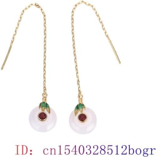 White Jade Doughnut Ear Studs Women Amulet Charm 925 Silver Fashion Natural Jewelry Chalcedony Gemstone Zircon Agate Earrings