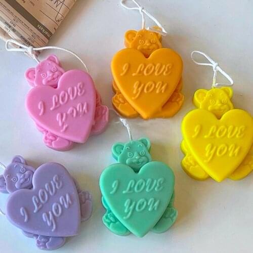 Love Bear Scented Candle Molds Hug Love Bear Aromatherapy Gypsum Epoxy Mould Chocolate baking decoration silicone mold