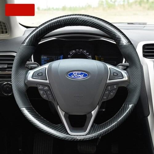 DIY hand-stitched steering wheel cover fit for Ford Edge Focus Escape Escort Ecosport Taurus Kuga Mondeo