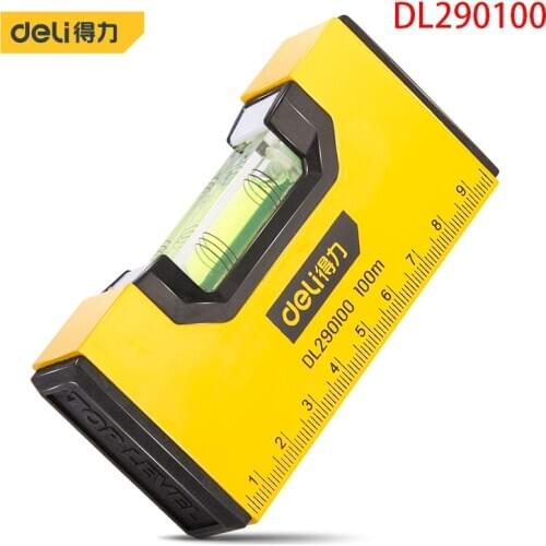 Deli DL290100 Mini Spirit Level Size: 100x22x50mm Aluminum Alloy Horizontal Bubble Accuracy Can Reach 0.75mm/m Measuring Tools