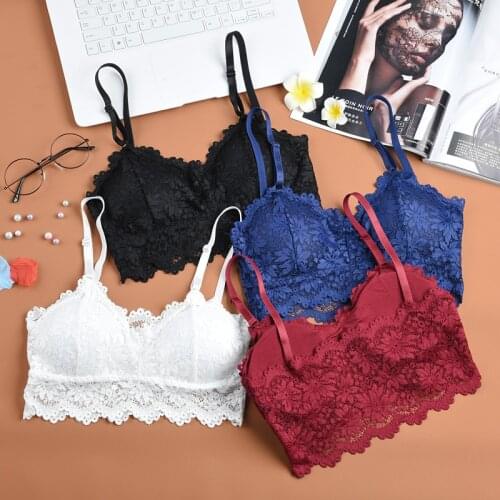 Women Push Up Wireless Sexy Lace Bra Top Women Padded Bralette Underwear Lingerie Sports Bra Female Crop Tops