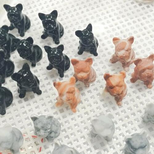 1pcs Dog Figurine Crystal Carved Statue animal Home Ornament art collectible Gift