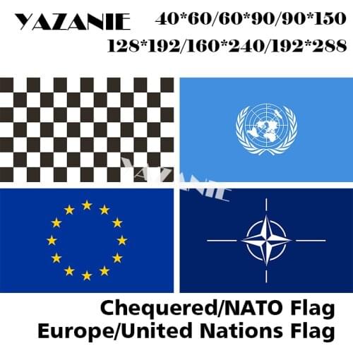 YAZANIE Any Size Single Double F1 Racing Chequered Flag Euro European Union EU Flag of Europe United Nations Flags and Banners
