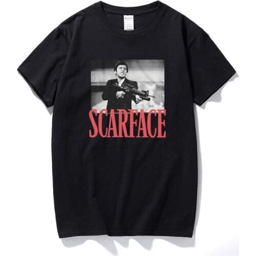 Summer Men T-shirt Scarface Tony Montana Big Guns Little Friend T Shirt Pacino Gangster Movie Unisex Cotton Short Sleeve Tshirt