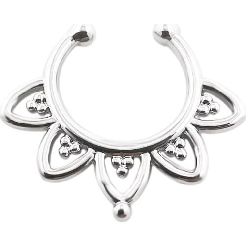 JHJT 1PC 14G Non Nose Piercing Fake Septum Nose Ring Stainless Steel Falso Cartilage Earring Hoop Piercing Body Jewelry
