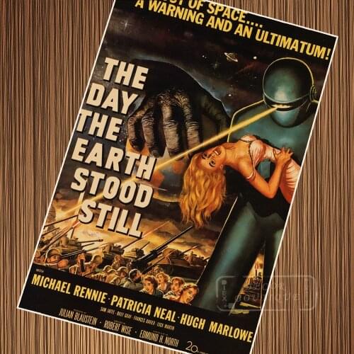 He Day the Earth Stood Still Sci-Fi Classic Movie Horror Film Retro Vintage Poster Canvas DIY Wall Paper Home Decor Gift