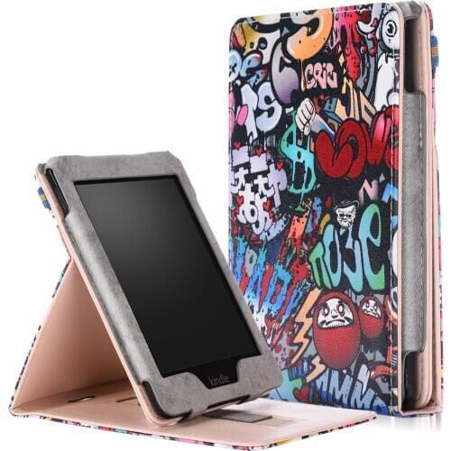 Gligle stand print leather case cover for kindle paperwhite 1 2 3 4 Generation6" Ereader case shell +Touch pen Free shipping