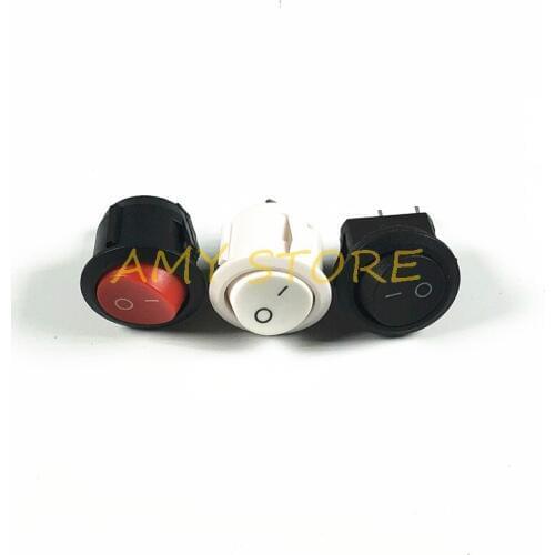 Lot10 16mm Diameter Small Round Auto Boat Rocker Switches Black White Red 2 Pins ON-OFF SPST Rocker Switch