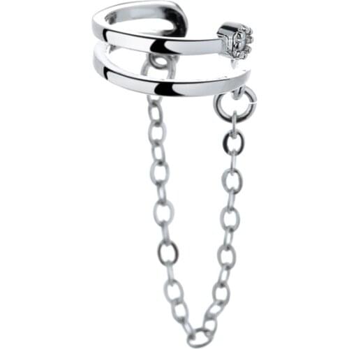 Luckydays Cool Gothic Personality Without Pierced Ear bone Clip For Women Trendy Double Flash Diamond Chain Ear Clip