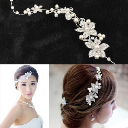 Fashion Pearl Flower Hair Headband Accessories Wedding Jewelry Bridal Headdress Barrettes bijoux cheveux tocados para boda
