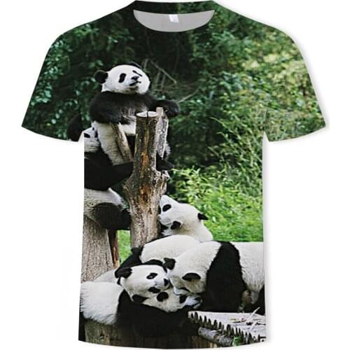 2021 fashion new animal world of giant panda 3D printing mens trend short-sleeved T-shirt pattern clothing