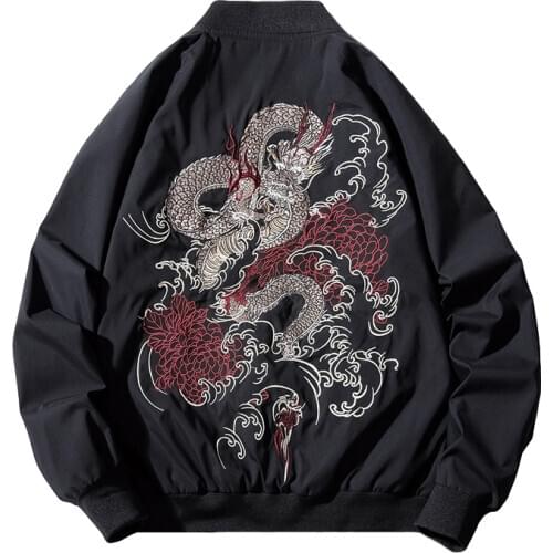 Dragon Embroidery Bomber Winter Jacket Men Thick Warm Cotton Padded Oversized Pilot Coat Baseball Long Sleeve Jacket 2020