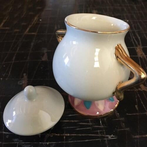 Limited Edition Beauty and The Beast Tea Set Teapot Cup Set Sugar Bowl Pot Ceramic Cartoon Coffee Cup Set Genuine Xmas Gift