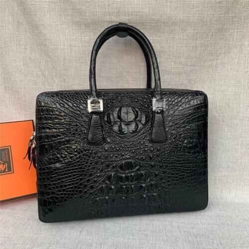 Authentic Exotic Crocodile Skin Businessmen Working Purse Laptop Briefcase Genuine Alligator Leather Male Top-handle Handbag