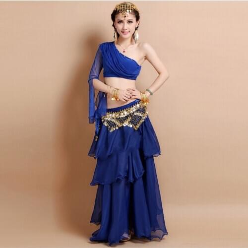Cheap Dance Clothes Bollywood Outfit Girls Belly Dance Costume Set 3 pieces (Top Belt and Skirt)