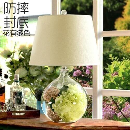 Nordic modern minimalist creative dry flower glass table lamp living room bedroom bedside flower desk lamp free shipping