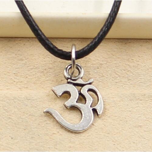 New Durable Black Faux Leather Yoga Om Cord Choker Charm DIY Necklace Pendant Retro Boho Tibetan Silver Color